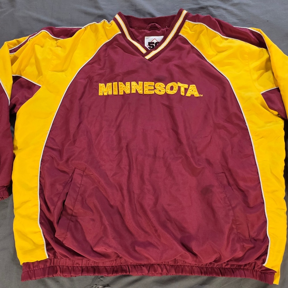 58 Sports Minnesota Golden Gophers Windbreaker Pullover Maroon Gold Mens 3XL